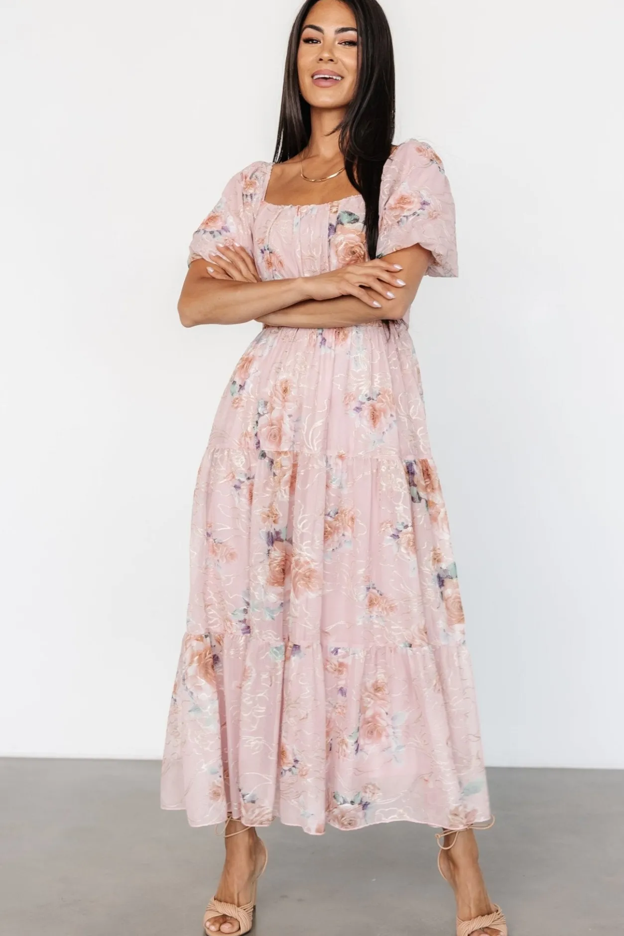 Sale Baltic Born Annabeth Midi Dress | Blush Floral BlushFloral