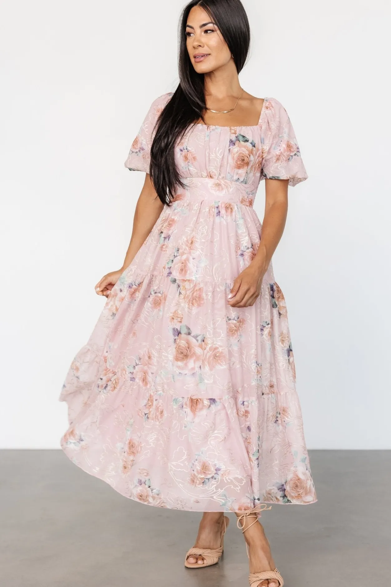 Sale Baltic Born Annabeth Midi Dress | Blush Floral BlushFloral
