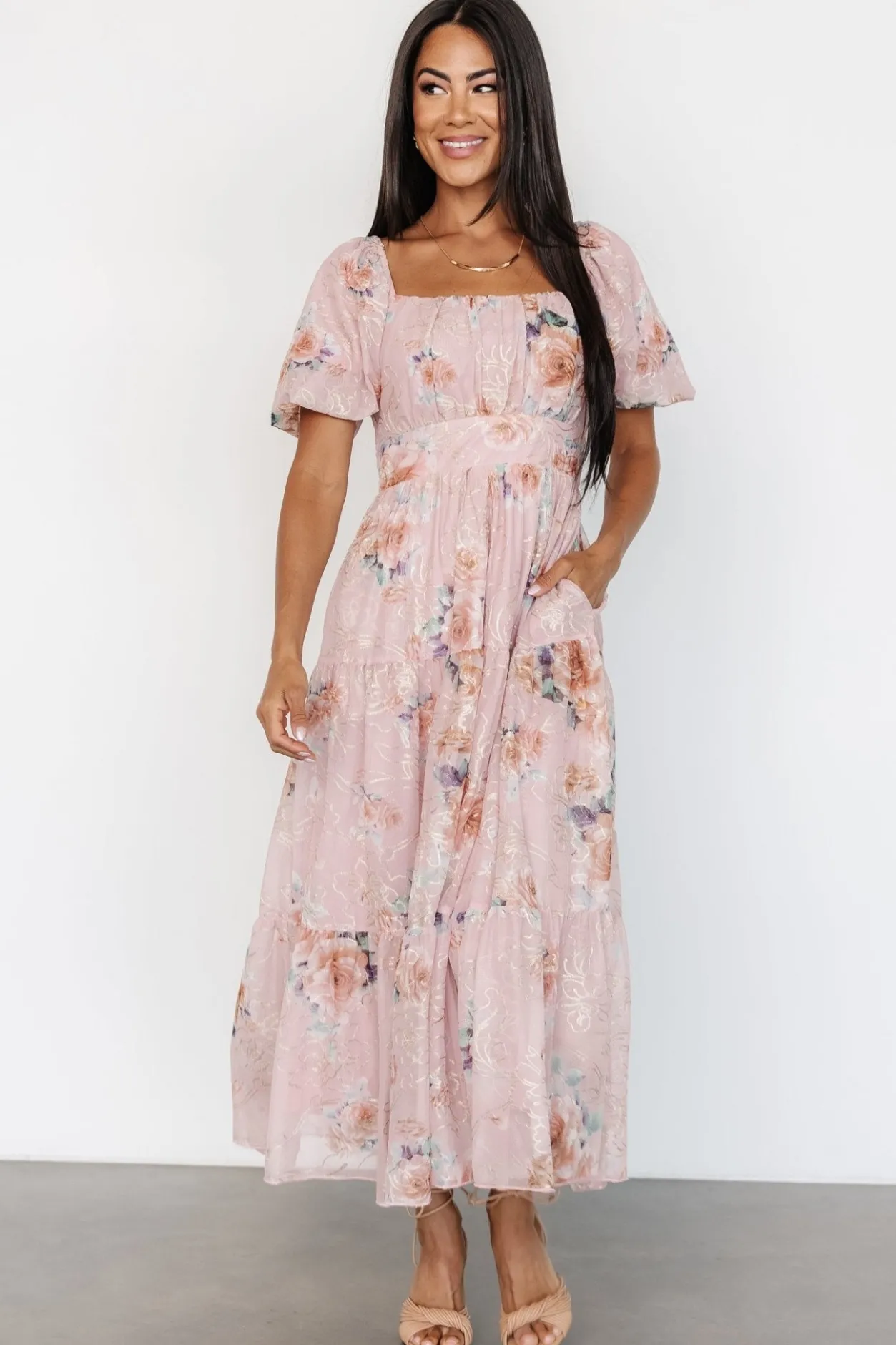 Sale Baltic Born Annabeth Midi Dress | Blush Floral BlushFloral