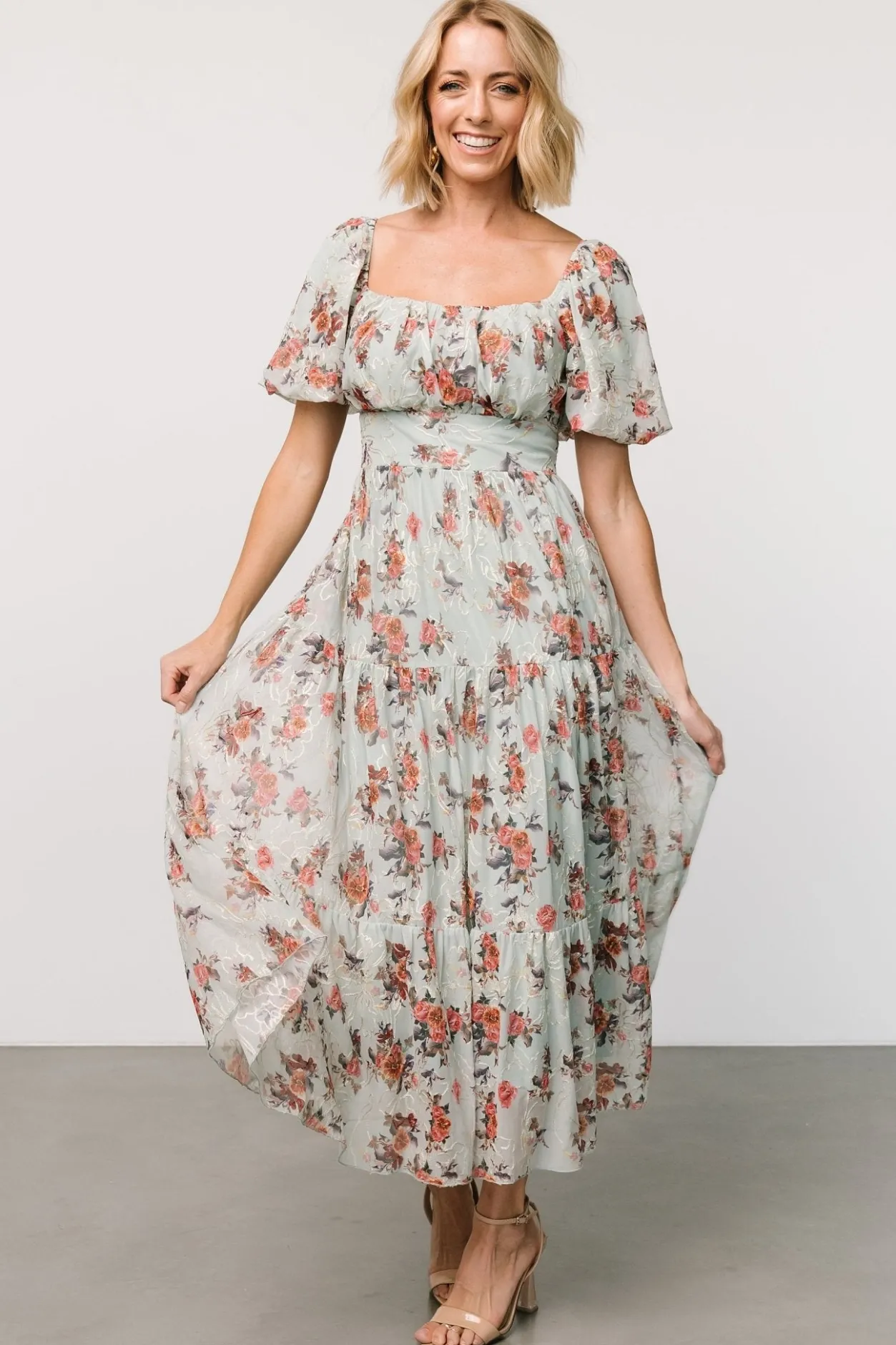 Fashion Baltic Born Annabeth Midi Dress | Eucalyptus Floral EucalyptusFloral