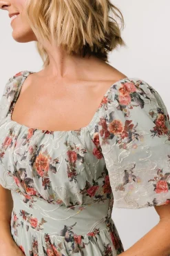 Fashion Baltic Born Annabeth Midi Dress | Eucalyptus Floral EucalyptusFloral