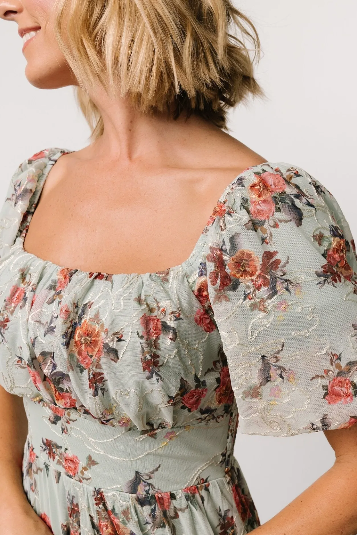 Fashion Baltic Born Annabeth Midi Dress | Eucalyptus Floral EucalyptusFloral