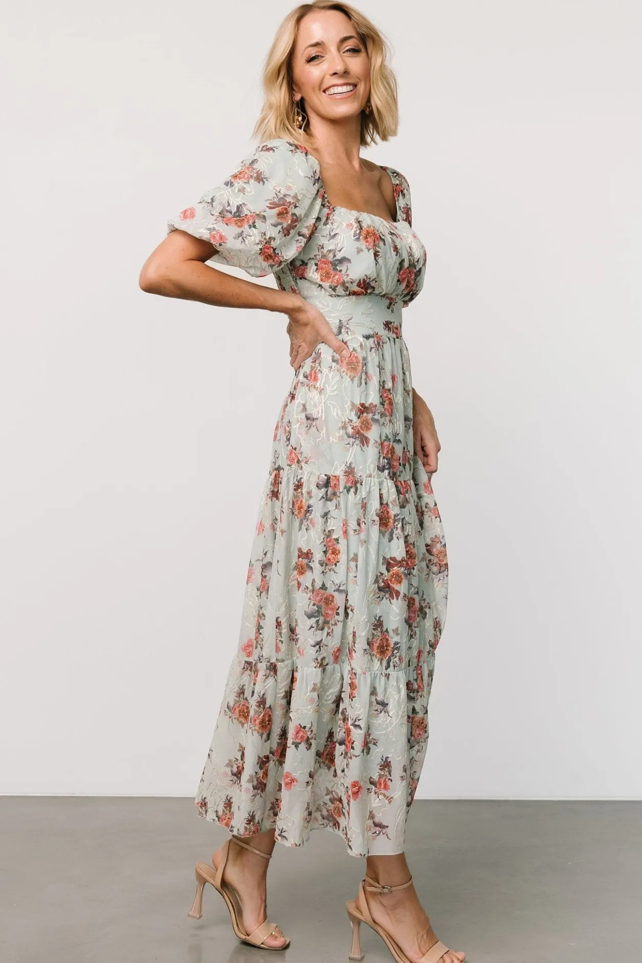 Fashion Baltic Born Annabeth Midi Dress | Eucalyptus Floral EucalyptusFloral