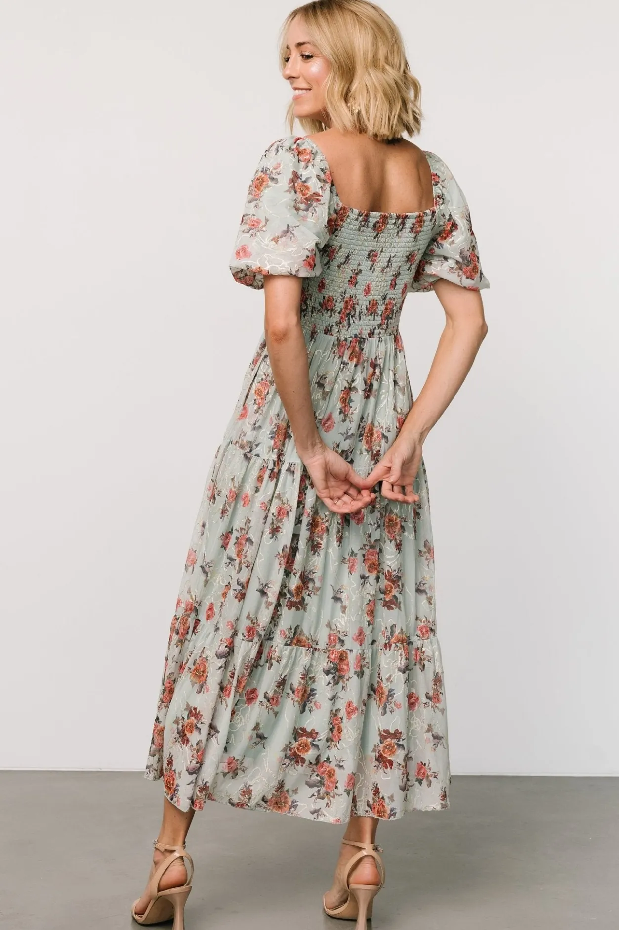 Fashion Baltic Born Annabeth Midi Dress | Eucalyptus Floral EucalyptusFloral