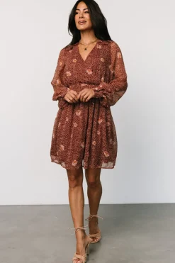 New Baltic Born Anne Short Dress | Rust Print RustPrint