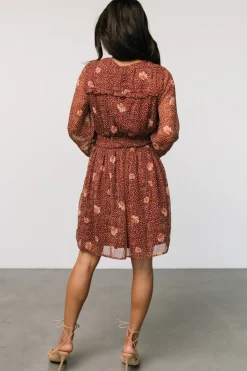 New Baltic Born Anne Short Dress | Rust Print RustPrint
