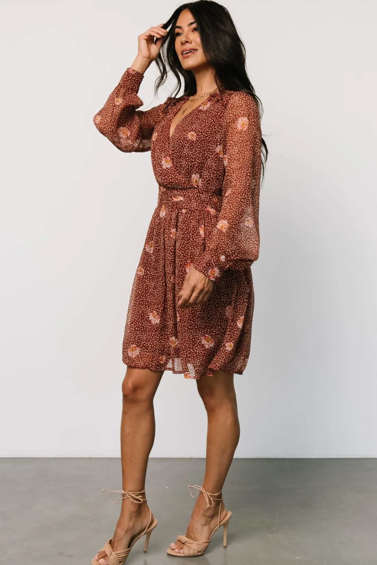 New Baltic Born Anne Short Dress | Rust Print RustPrint