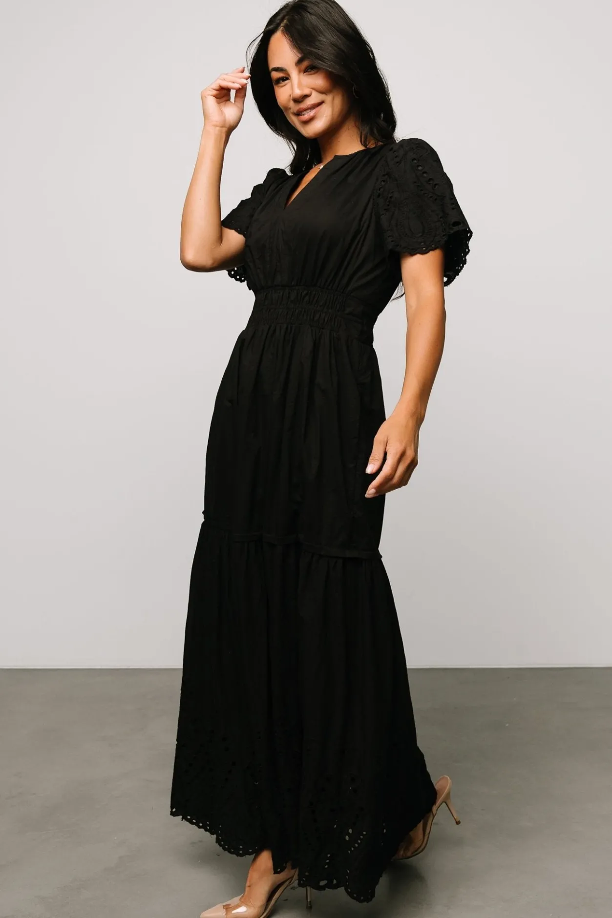 Sale Baltic Born Annette Eyelet Maxi Dress | Black