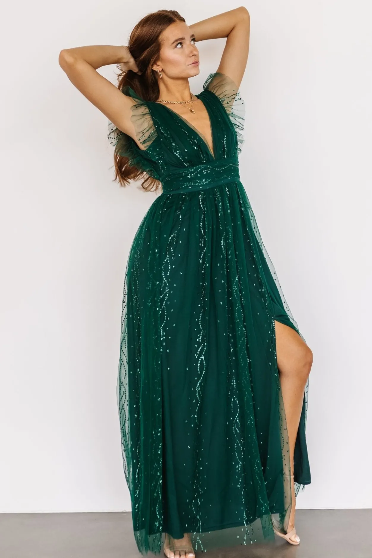 Fashion Baltic Born Annika Sequin Mesh Maxi Dress | Green