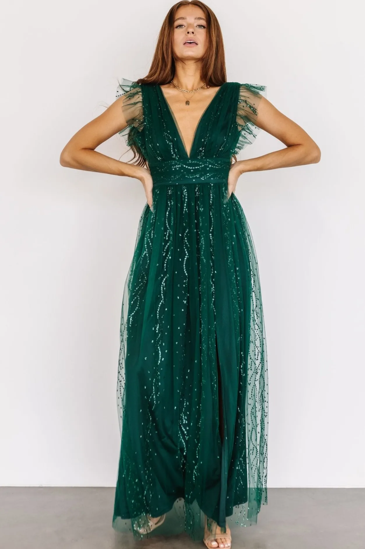 Fashion Baltic Born Annika Sequin Mesh Maxi Dress | Green