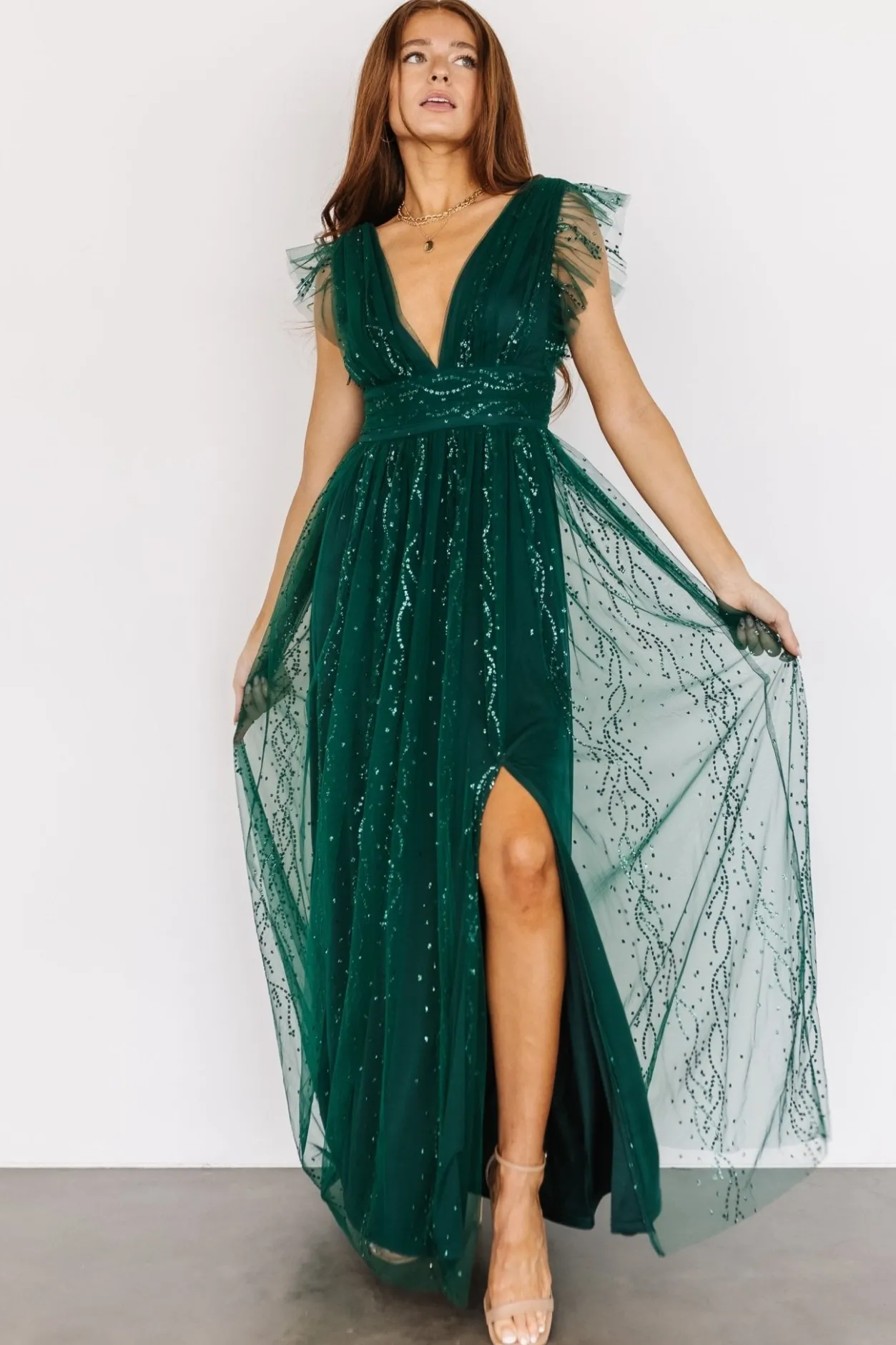 Fashion Baltic Born Annika Sequin Mesh Maxi Dress | Green
