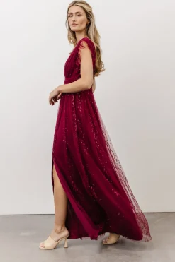 Fashion Baltic Born Annika Sequin Mesh Maxi Dress | Wine