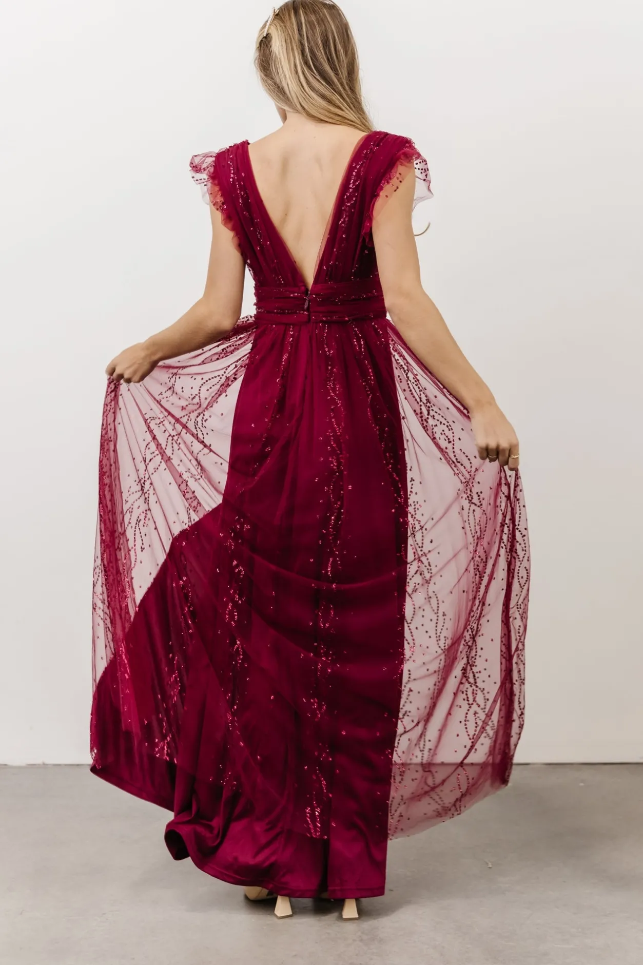 Fashion Baltic Born Annika Sequin Mesh Maxi Dress | Wine