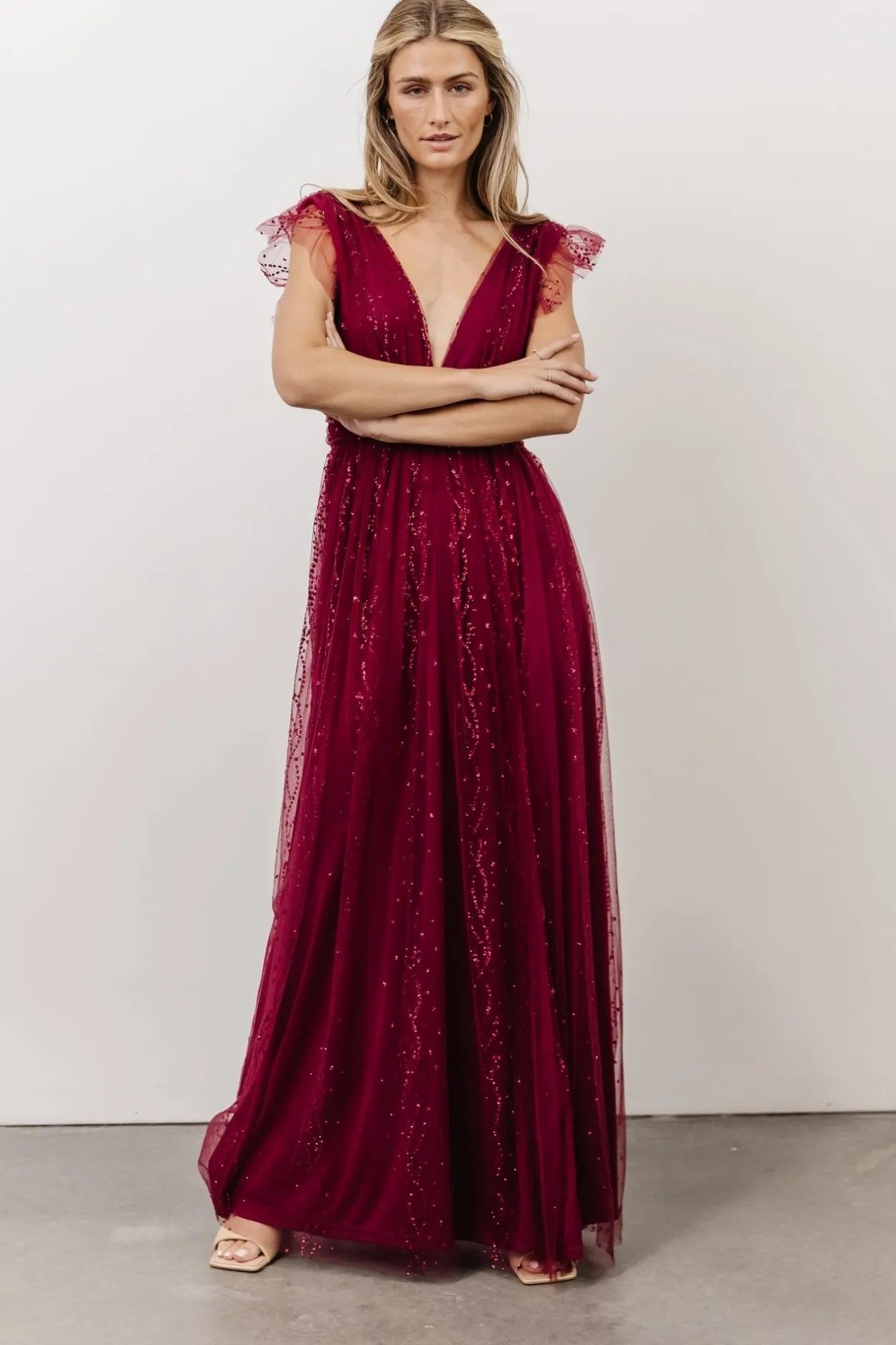 Fashion Baltic Born Annika Sequin Mesh Maxi Dress | Wine