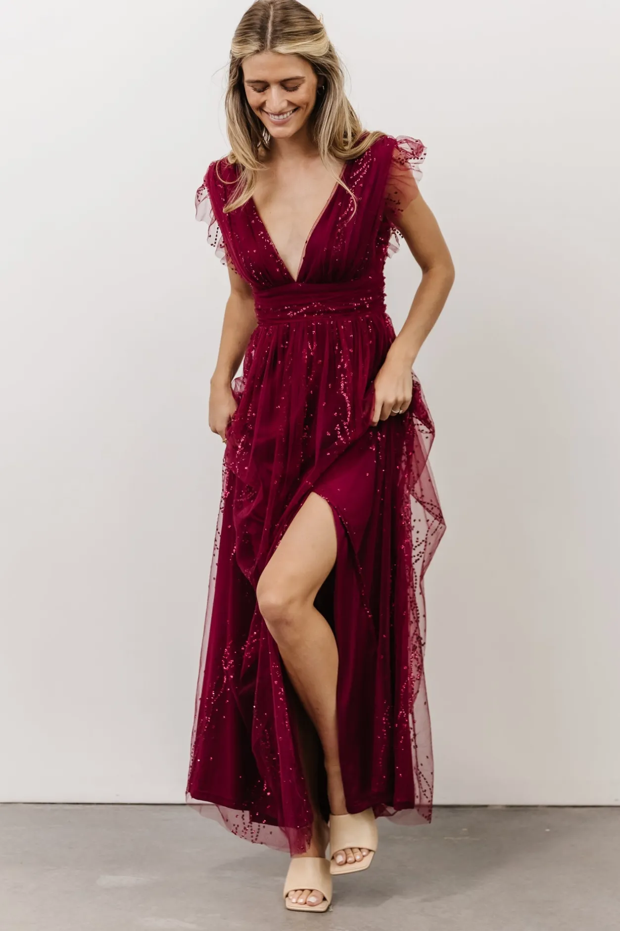 Fashion Baltic Born Annika Sequin Mesh Maxi Dress | Wine