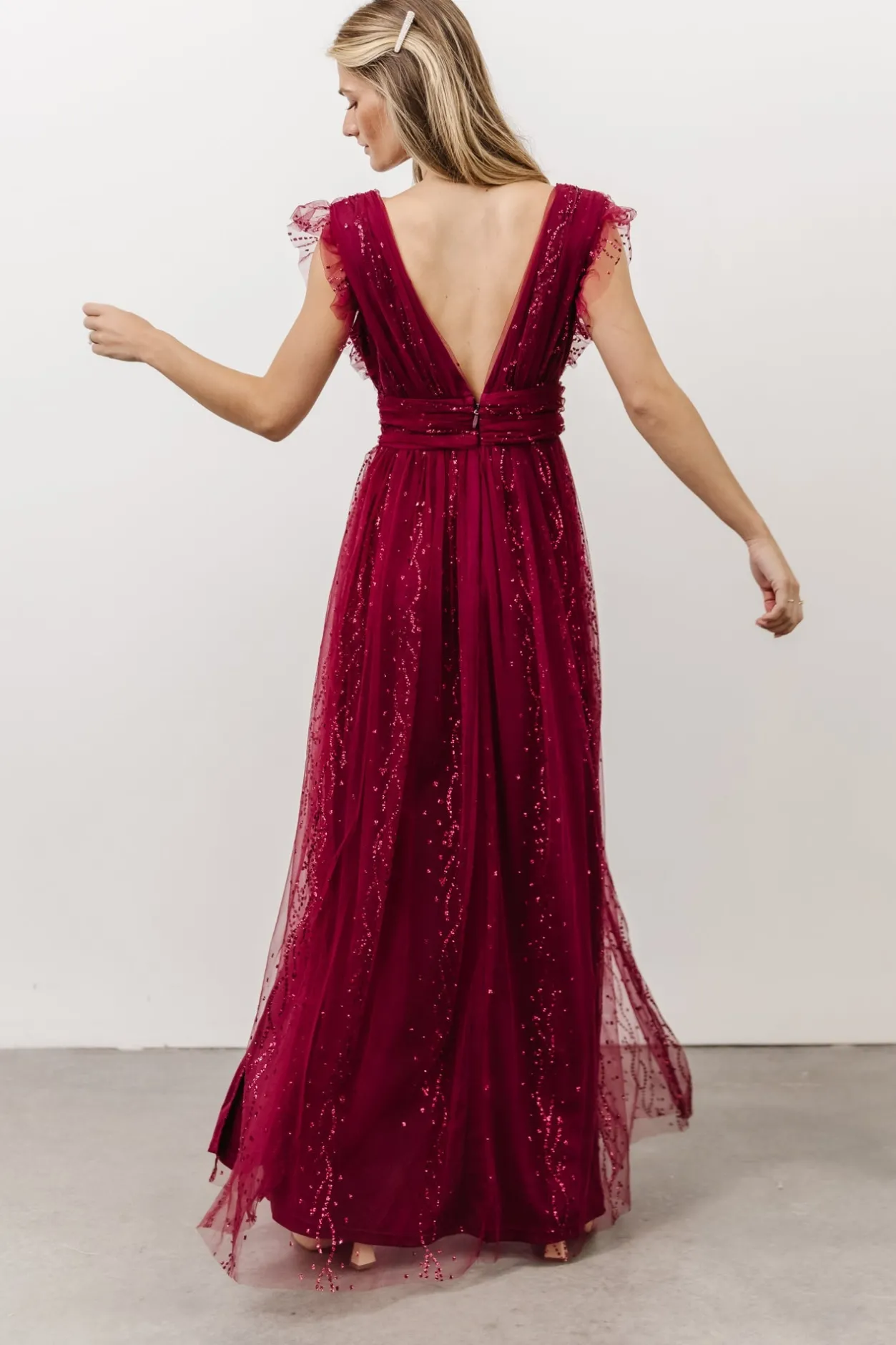 Fashion Baltic Born Annika Sequin Mesh Maxi Dress | Wine