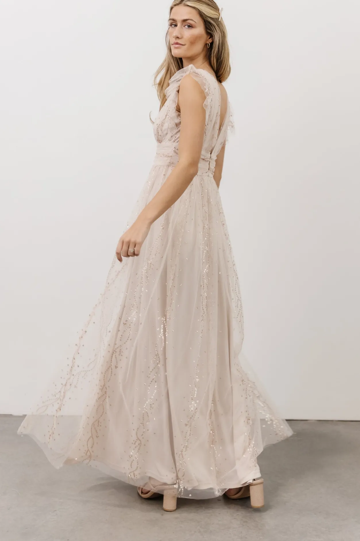 Discount Baltic Born Annika Sequin Mesh Maxi Dress | Nude Blush NudeBlush