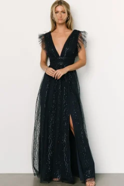 Online Baltic Born Annika Sequin Mesh Maxi Dress | Navy