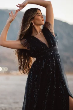 Online Baltic Born Annika Sequin Mesh Maxi Dress | Navy