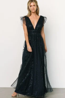 Online Baltic Born Annika Sequin Mesh Maxi Dress | Navy