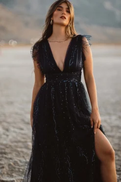 Online Baltic Born Annika Sequin Mesh Maxi Dress | Navy