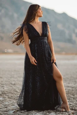 Online Baltic Born Annika Sequin Mesh Maxi Dress | Navy