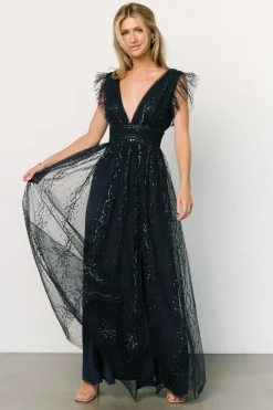 Online Baltic Born Annika Sequin Mesh Maxi Dress | Navy