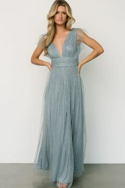 Hot Baltic Born Annika Sequin Mesh Maxi Dress | Slate