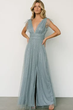 Hot Baltic Born Annika Sequin Mesh Maxi Dress | Slate