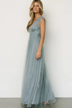 Hot Baltic Born Annika Sequin Mesh Maxi Dress | Slate