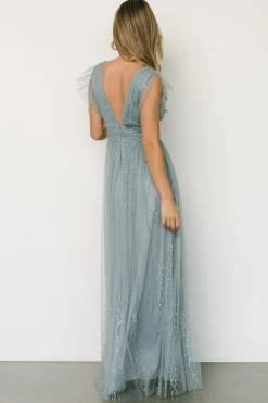 Hot Baltic Born Annika Sequin Mesh Maxi Dress | Slate