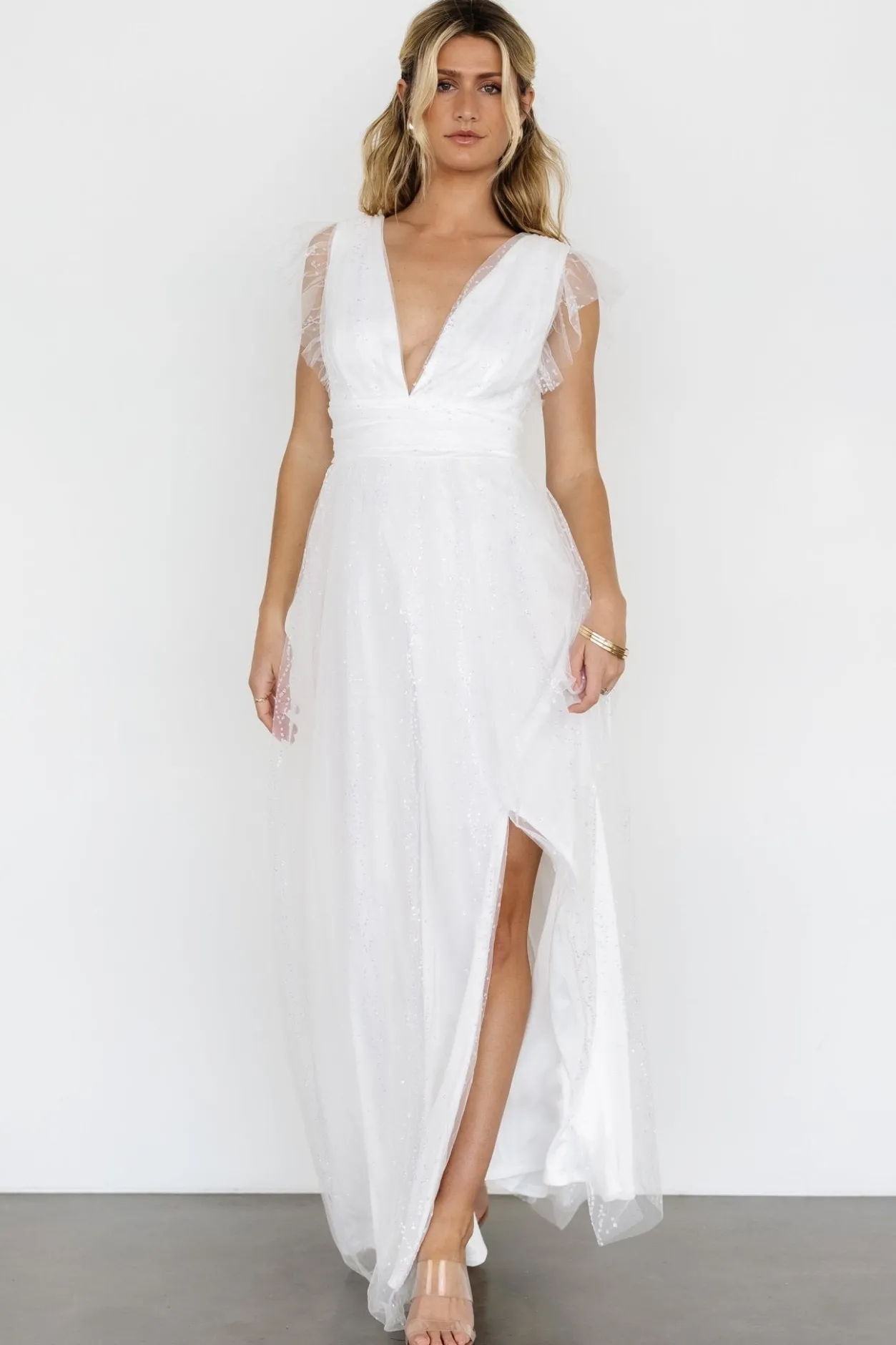 Discount Baltic Born Annika Sequin Mesh Maxi Dress | Off White OffWhite