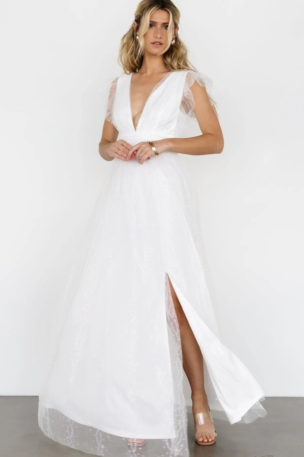 Discount Baltic Born Annika Sequin Mesh Maxi Dress | Off White OffWhite