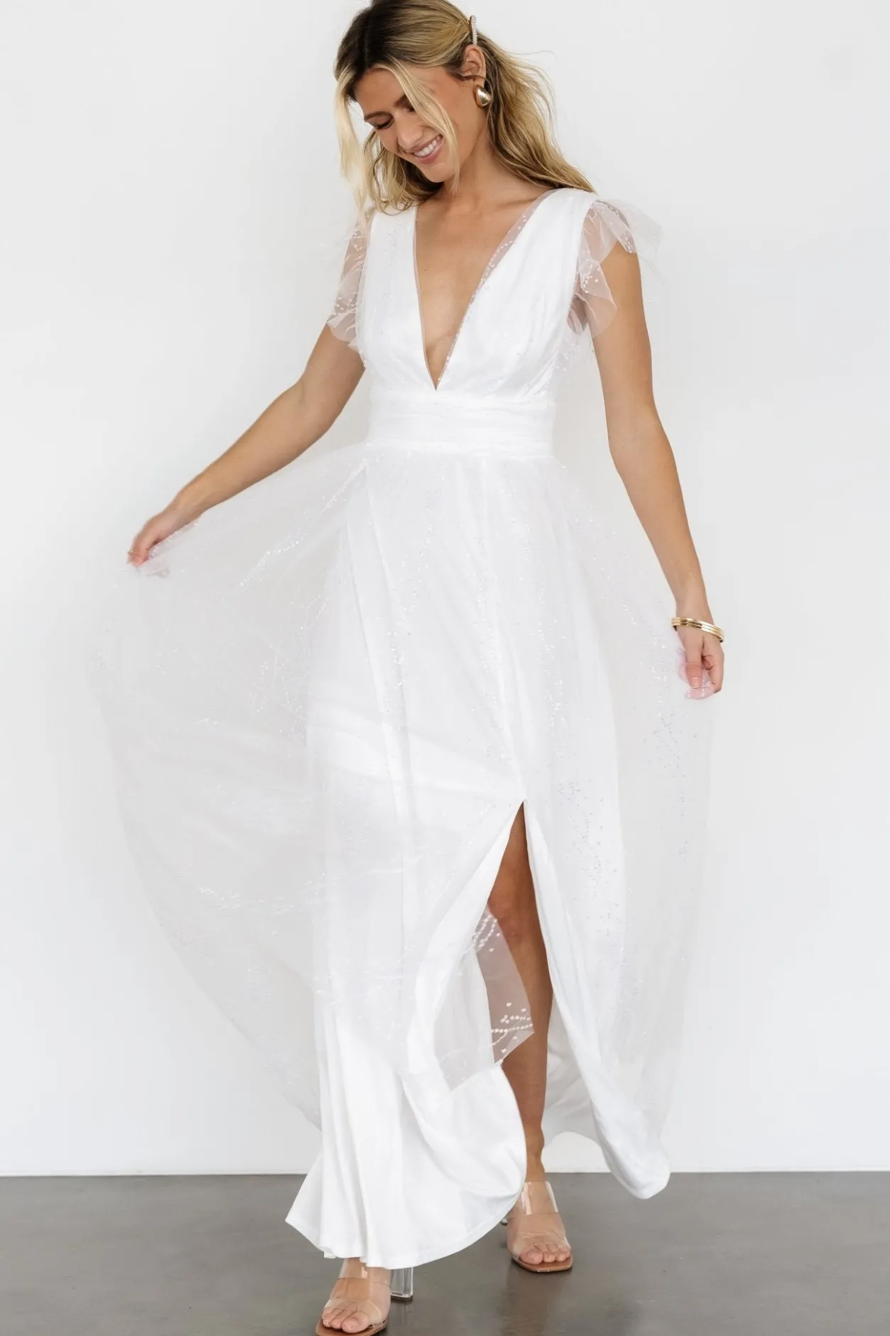 Discount Baltic Born Annika Sequin Mesh Maxi Dress | Off White OffWhite