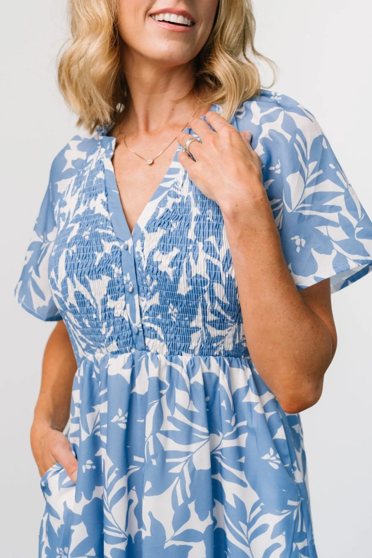 Hot Baltic Born Annise Midi Dress | Blue Floral BlueFloral