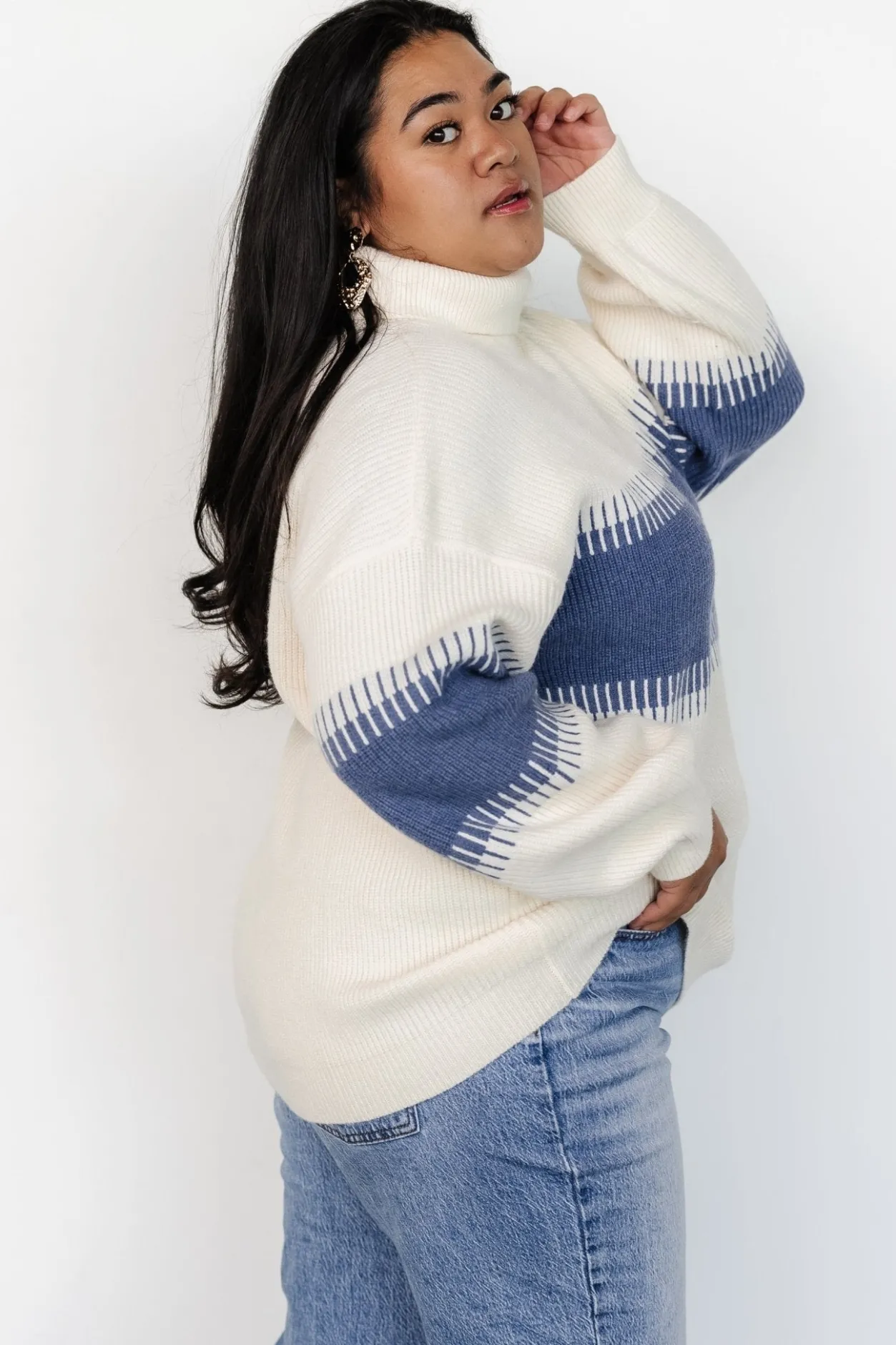 Online Baltic Born Antonov Turtle Neck Sweater | Blue + Cream Blue+Cream