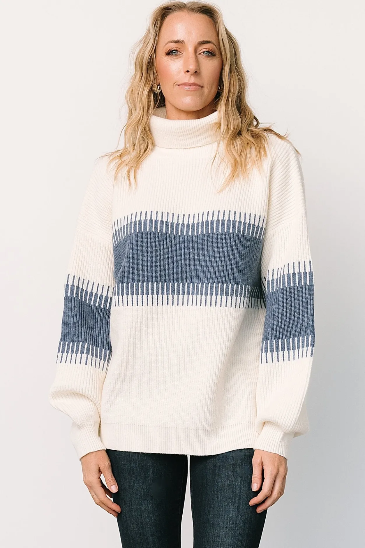 Online Baltic Born Antonov Turtle Neck Sweater | Blue + Cream Blue+Cream