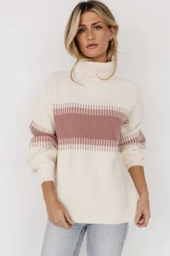 Online Baltic Born Antonov Turtle Neck Sweater | Mauve + Cream Mauve+Cream