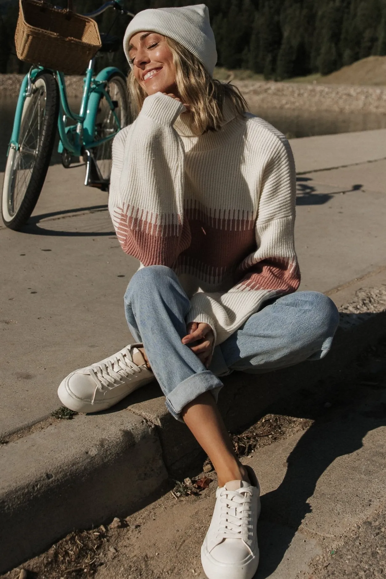 Online Baltic Born Antonov Turtle Neck Sweater | Mauve + Cream Mauve+Cream