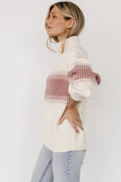 Online Baltic Born Antonov Turtle Neck Sweater | Mauve + Cream Mauve+Cream