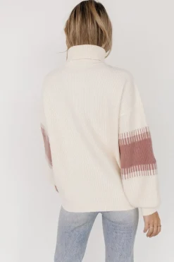 Online Baltic Born Antonov Turtle Neck Sweater | Mauve + Cream Mauve+Cream