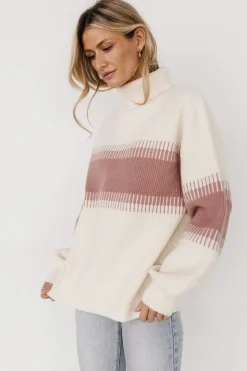 Online Baltic Born Antonov Turtle Neck Sweater | Mauve + Cream Mauve+Cream