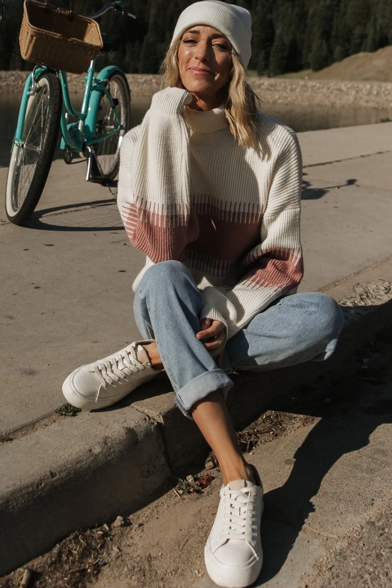 Online Baltic Born Antonov Turtle Neck Sweater | Mauve + Cream Mauve+Cream
