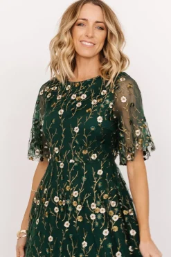 Fashion Baltic Born Arabella Embroidered Tulle Maxi Dress | Dark Green Floral DarkGreenFloral