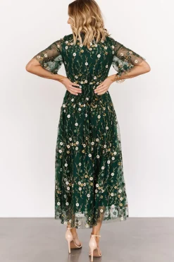 Fashion Baltic Born Arabella Embroidered Tulle Maxi Dress | Dark Green Floral DarkGreenFloral