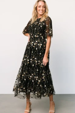 Online Baltic Born Arabella Embroidered Tulle Maxi Dress | Gold + Black Gold+Black