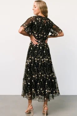 Online Baltic Born Arabella Embroidered Tulle Maxi Dress | Gold + Black Gold+Black