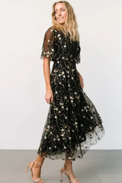 Online Baltic Born Arabella Embroidered Tulle Maxi Dress | Gold + Black Gold+Black