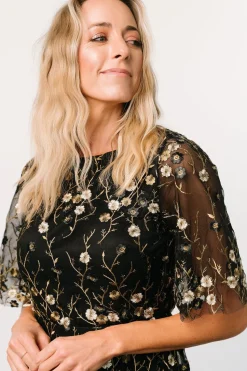 Online Baltic Born Arabella Embroidered Tulle Maxi Dress | Gold + Black Gold+Black
