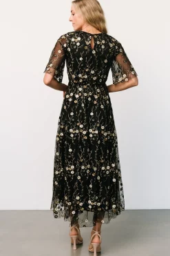 Online Baltic Born Arabella Embroidered Tulle Maxi Dress | Gold + Black Gold+Black